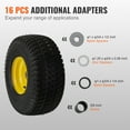thumbnail image 6 of VEVOR Lawn Mower Tires with Rim, 15x6-6" Tubeless Tractor Tires, 2-Pack Tire and Wheel Assembly, S-Turf Pneumatic Tires, 3" Offset Hub, 3/4" Bushing Size, 16 PCS Adapters for Riding Mower Lawn, 6 of 9