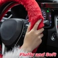 thumbnail image 3 of Furry Car Steering Wheel Cover with Fluffy Gear Shift Cover Soft Warm Non-Slip Car Decoration for Women Girls 3 PCS Set, 3 of 6