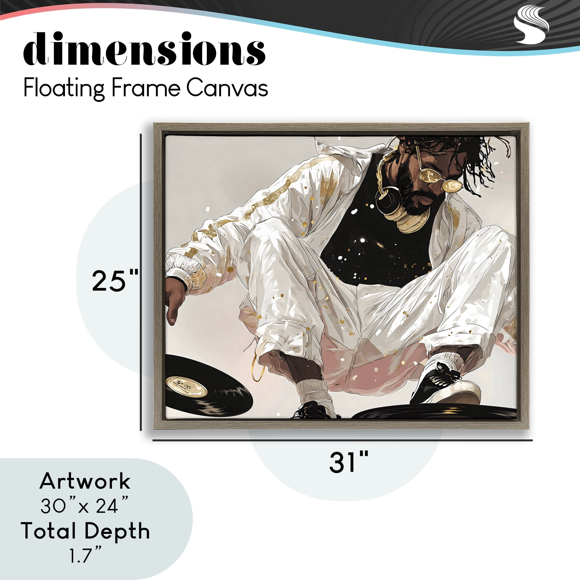 Stupell Industries Record Dance Stylish DJ Brown Framed Floater Canvas Wall Art, design by Franklyn Gregory