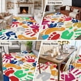 thumbnail image 5 of Large Area Rugs for Living Room Bedroom, Colorful Handprints 6'x9' Rug Washable Carpet Runner Indoor Outdoor, Rainbow Abstract Hand Foot Prints Non Slip Floor Mats Rug for Kitchen, Playroom, 5 of 8