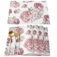 thumbnail image 2 of Vintage Flowers Pink Peony White Table Mat Wedding Holiday Party Dining Table Placemat Kitchen Accessories Table Napkin, 2 of 5