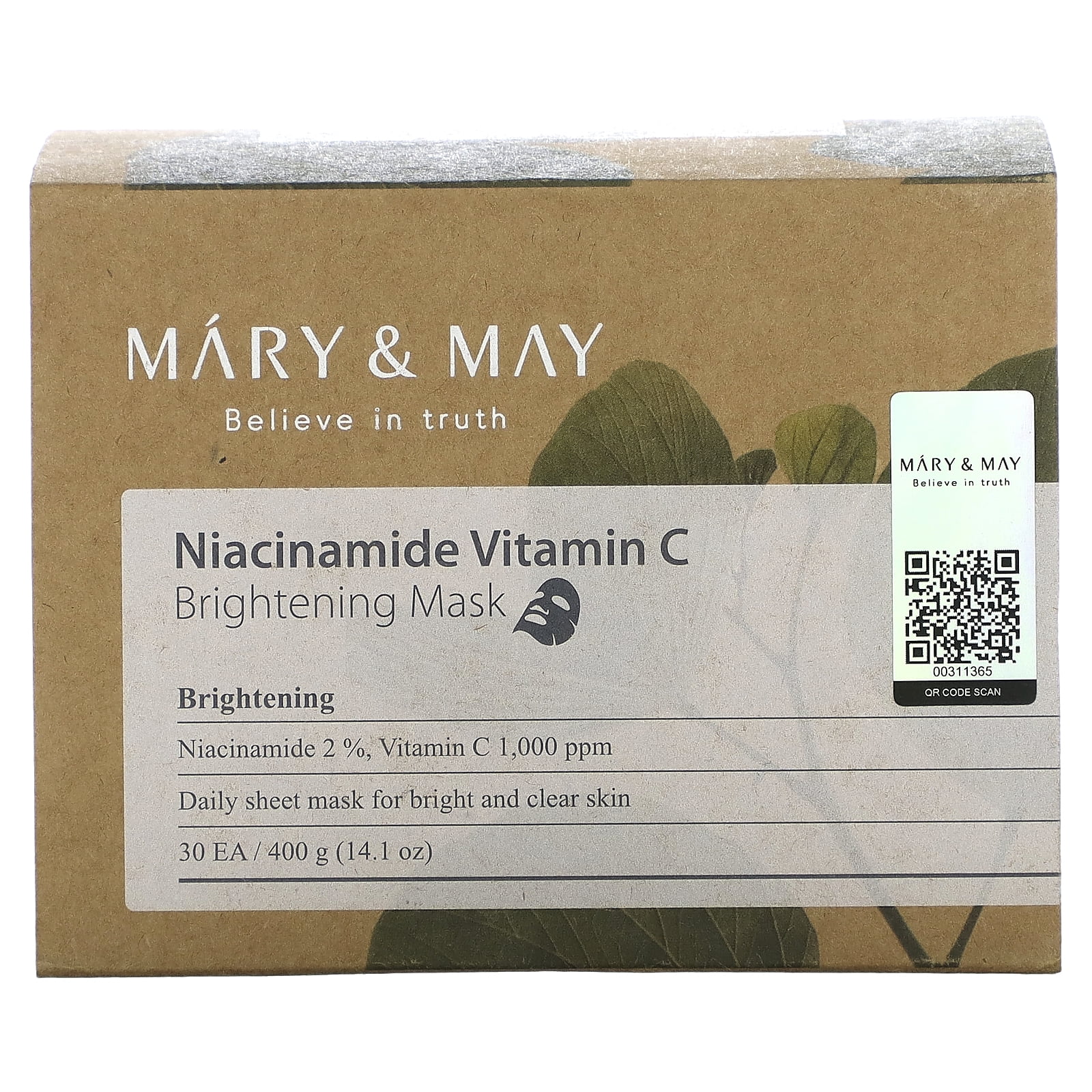 Mary & May, Brightening Vitamin C Mask, 30 Sheets, 14.1 oz