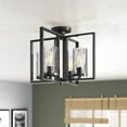 thumbnail image 2 of Elements 14.5 in. 4-Light Charcoal Industrial Semi-Flush Mount with Clear Rain Glass Shades and 4 Vintage Style Bulbs, 2 of 6