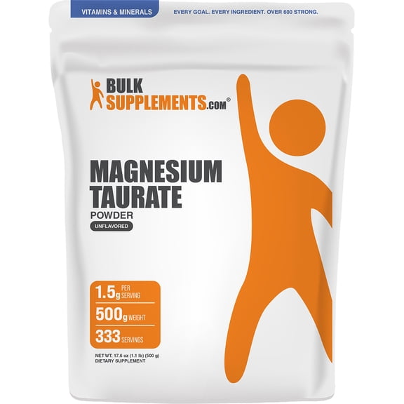 BulkSupplements Magnesium Taurate Powder - 500 Grams (1.1 lbs)