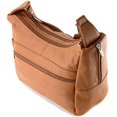 thumbnail image 3 of Women's Genuine Leather Purse Adjustable Strap Mid Size Multi Pocket Shoulder Bag (Light Brown), 3 of 6