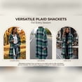 thumbnail image 7 of Perfectbot Women's Long Plaid Flannel Jacket, Two Way Zipper Lapel Collar with Pocket and Adjustable Cuffs, 7 of 7