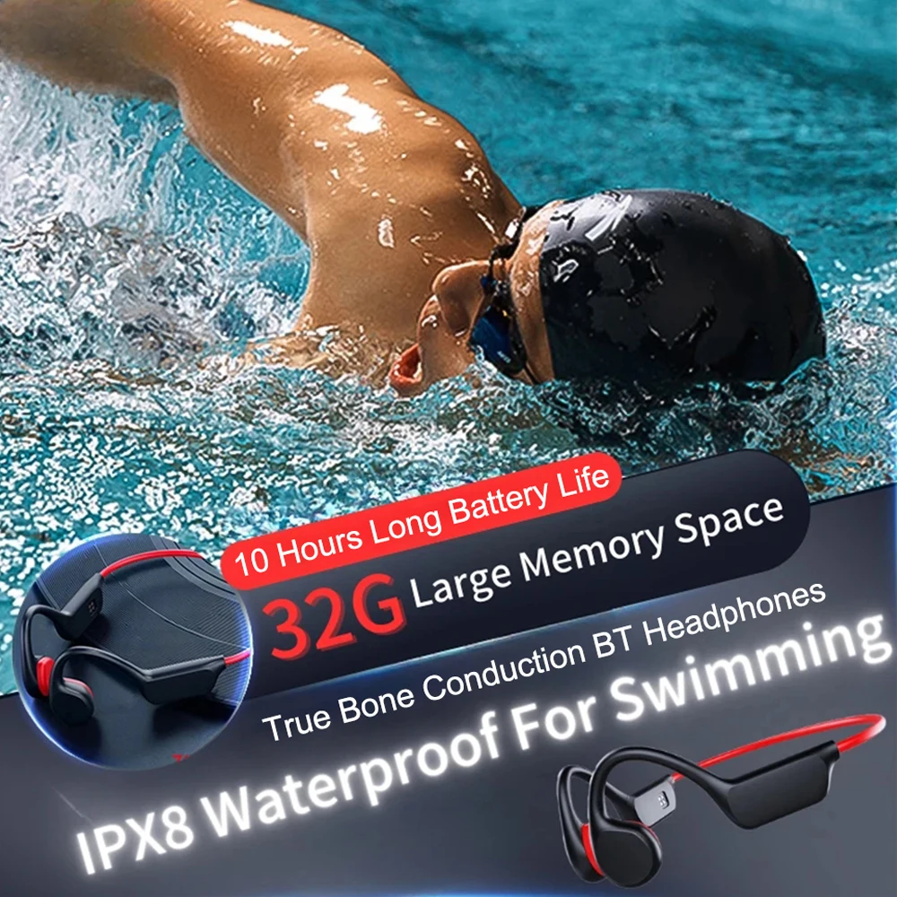 Bone Conduction Headset IPX8 MP3 32GB Bluetooth 5.3 Wireless Swimming Headset With Microphone Waterproof Exercise Fitness 2026