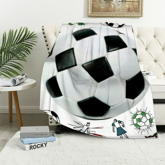 Orinice Soccer Ball Theme Warm Lightweight Blanket Soft Fleece Blankets All Seasons - Multiple Sizes, Flannel Material 40x50in