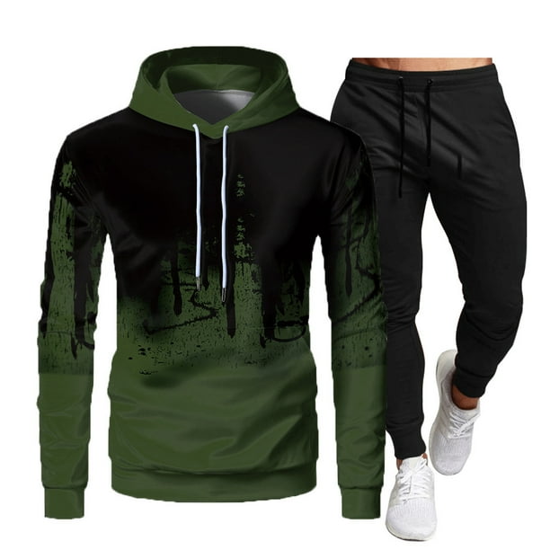 Conjunto deportivo con capucha y pantalón para hombre, color verde