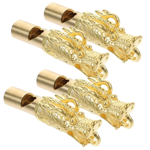 HONMEET 4Pcs Golden Brass Whistle for Outdoor Survival and Emergency Situations