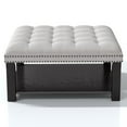 thumbnail image 2 of Furniture of America Olive 35.5" Wide Button Tufted Wood Beige Cocktail Ottoman, 2 of 8