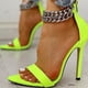 thumbnail image 4 of Sandalias de tacón alto con cadena en el tobillo y punta abierta con boca de pescado verde fluorescente para banquete para mujer Wmkox8yii nm2682, 4 of 5