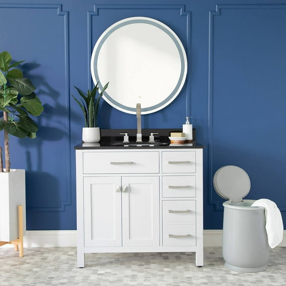 Mason Hill 36 Inch Oak Vanity with Oval Undermount Sink - White