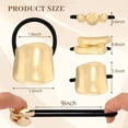 thumbnail image 2 of 3PCS Gold Metal Hair Ties for Thick Hair, Elegant Durable Geometric Design, Hair Accessories Stretchy Ponytail Cuff Holders, 3 Styles for Holiday Gifts, 2 of 7