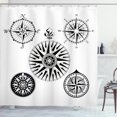 thumbnail image 1 of Ambesonne Compass Shower Curtain, 5 Windroses Angles, 69"Wx70"L, Black and White, 1 of 3