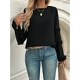 thumbnail image 5 of Women'S 2025 Autumn and Winter Temperamental Ladies Loose Flared Long Sleeve Tops Black L, 5 of 8