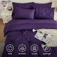 thumbnail image 6 of YEPCLUB Purple Full Size Pintuck 7-Piece Comforter Set, Pinch Pleat Bed in a Bag, All Season Down Alternative Bedding Set with Comforter, Sheets, Pillowcases & Shams, 6 of 7