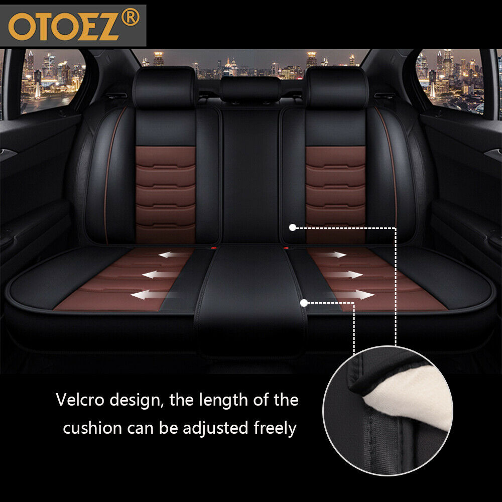 OTOEZ Car Seat Covers Full Set Leather Front and Rear Bench Backrest Seat Cover Set Universal Fit for Auto Sedan SUV Truck - image 5 of 12