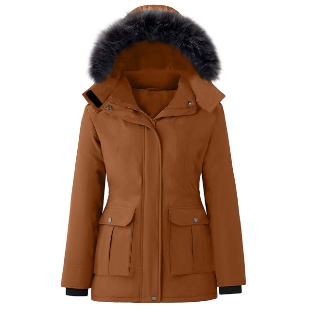 Women's Solid Color Winter Down Jacket with Detachable Hood