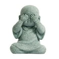 thumbnail image 2 of Cute Monk Figurine Buddha Statue Crafts Delicate Decoration for Tabletop Car Cover Eyes, 2 of 8