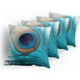 thumbnail image 5 of Ambesonne Feather Throw Pillow Cover 4 Pack, Close up Peacock Fluff Art, 20", Multicolor, 5 of 7