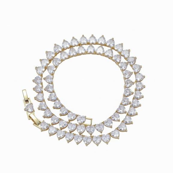 6MM Tennis Necklace for Women 18K Gold Plated Heart Cut Lab Diamond Necklace Chain CZ Necklaces for Women Party Prom Jewelry Necklaces