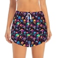 thumbnail image 4 of Lsque colorful mushroom Skull Printed Women's Running Shorts with Liner Pockets,Elastic Quick Dry Workout Athletic Gym Yoga Shorts,Womens High Waist Shorts-Large, 4 of 9