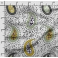 thumbnail image 2 of Soimoi Asian Paisley Printed, Cotton Satin Spandex, Sewing Fabric by The Yard 54 Inch Wide, Decorative Fabric for Dresses and Home Accents, Black&White, 2 of 5
