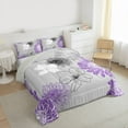 thumbnail image 3 of jejeloiu Flowers Aesthetic Queen Comforter Set,Romantic Japanese Style Bedding Sets,Vintage Bohemian Floral Bedding Comforter Set For Men Women,Microfiber Bedroom Decor Reversible,3-Piece, 3 of 8