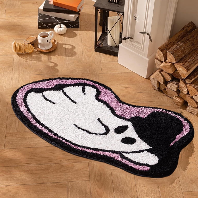 YIMWNYI Halloween Alien Ghost Bathroom Floor Mat, Soft Velvet Foot