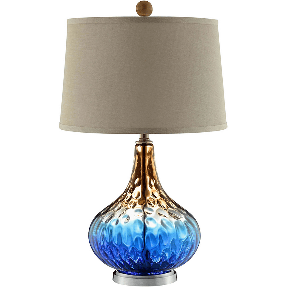 Table Lamps 1 Light Fixtures With Cobalt Blue Finish Glass Steel