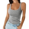 thumbnail image 2 of Women's Sleeveless Tank Top Form Fitting Scoop Neck Ribbed Knit Basic Cami Shirts Gray XL, 2 of 6