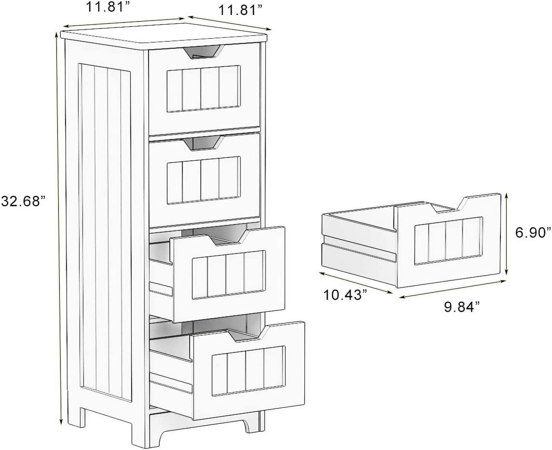 Freestanding Storage Cabinet With 4 Drawers, Suitable For Bathroom, Living Room, Kitchen