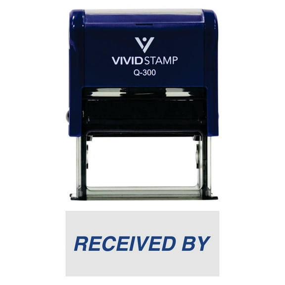 Vivid Stamp Received By Self-Inking Office Rubber Stamp (Blue) - Large