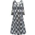 thumbnail image 1 of Plus size 5x Petite Womens Dress Monochrome Plaid Long Sleeve Low V-Neck Princess Cut, 1 of 4
