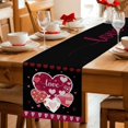 thumbnail image 5 of Black Valentines Day Table Runner - 60 Inch Long Love Hearts Romantic Farmhouse Cotton and Linen Blended Dress Scarves Farmhouse Table Runner for Kitchen Dining, Coffee Table, 13" x 60", 5 of 8