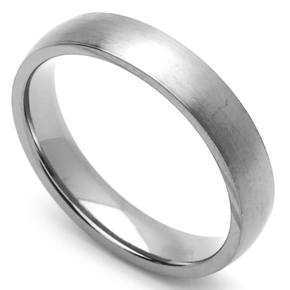 Women's 4MM Comfort Fit Stainless Steel Wedding Band Satin Finished Classic Domed Ring (Size 5 to 12) Size 10.5