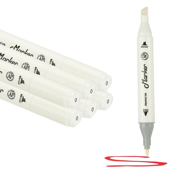Dual Tip Markers, 6 Pcs Dual Tip Alcohol Markers Set Transparent Barrel with Brush Tip and Fine Tip for Illustration Artist Adult Coloring Drawing Permanent Sketching, Transparent