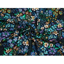 Blossoming Floral Viscose Challis Fabric Minerva Exclusive Blue - per yard