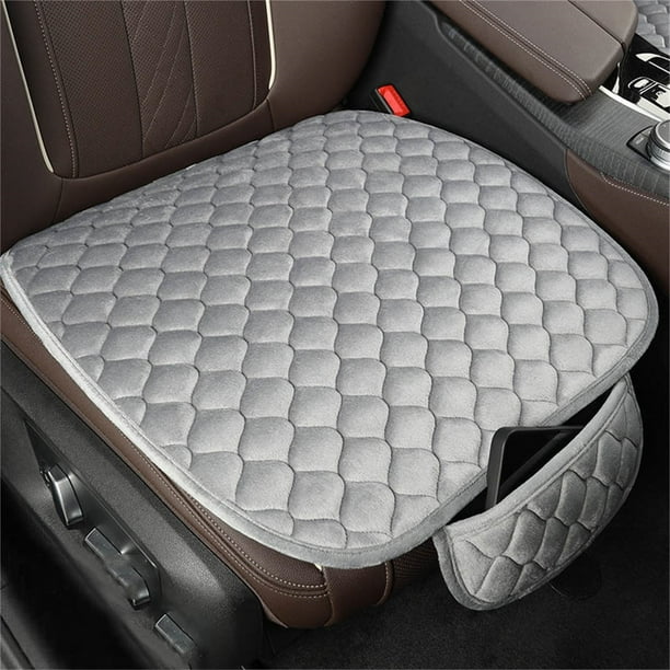 Cojín de Asiento de Coche Xiying de Terciopelo Afelpado | Base de Goma Antideslizante de Guata de Seda Premium | Incluye Bolsa de Almacenamiento | Suave, Cálido y Universal | 51 X 49 Cm | Paquete Ind