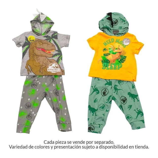 Pijama Jurassic World para Niño con Gorro con Manga Corta Varios Modelos Multicolor 2 Piezas Talla T3