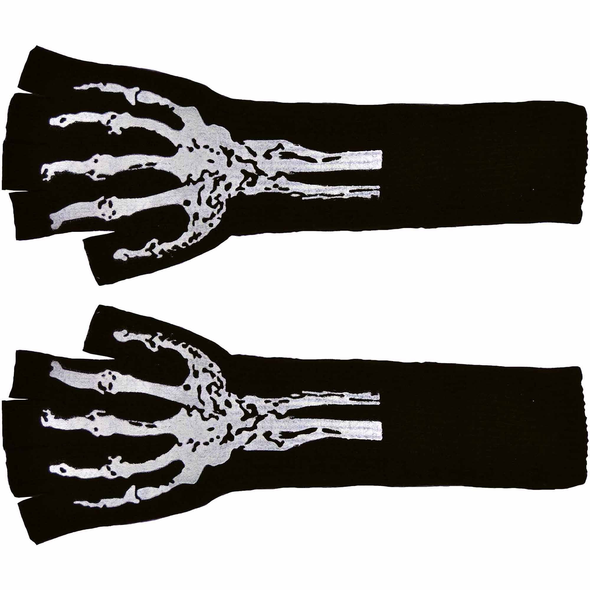 Long Fingerless Gloves with Skeleton Print Adult Halloween Accessory