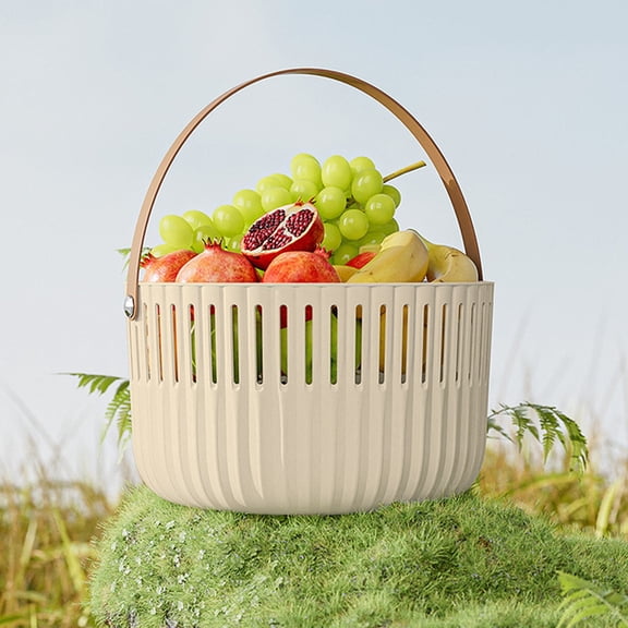 Outdoor Picnic Basket Storage Basket Portable Lightweight Durable Multi Purpose Organizer Handle Carry Food Storage Fruit Vegetable Basket, for Picnic Camping Travel Home Kitchen Organization