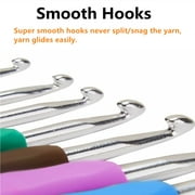 Yarniss 14 Size Crochet Hooks 2.0mm(B)-10.mm(N), Crochet Hook with Ergonomic Soft Grip