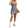 thumbnail image 3 of Womens Athletic Dress Womens Spaghetti Strap Tennis Dress with Shorts Workout Side Slit Active Golf Dresses(Grey,L), 3 of 8