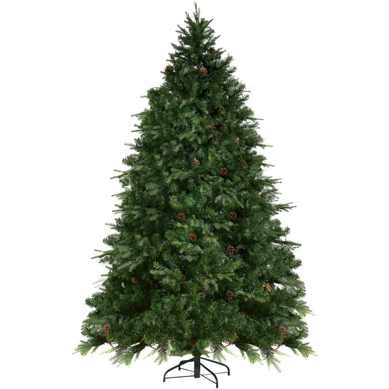 Goplus Clear Prelit 600 LED Green Hinged Pine Cones Artificial