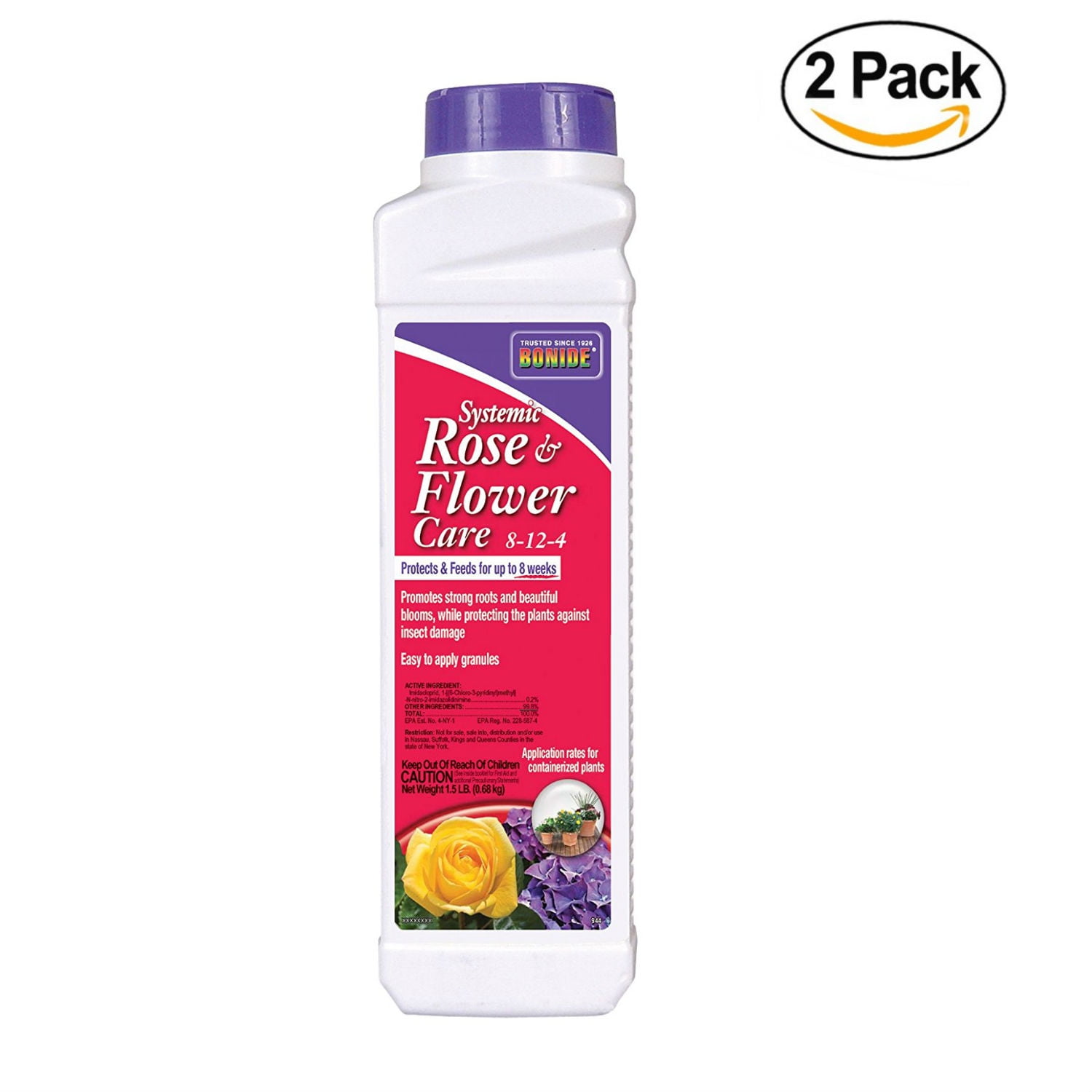 Bonide Granular Systemic Rose and Flower Care Fertilizer, 2 lb Pack