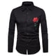 thumbnail image 1 of Blusa informal de manga larga con bordado de rosas para hombre Pompotops  oipoqjl26484, 1 of 4