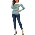 thumbnail image 2 of BLUSA CHIC PARA MUJER INSPIRE A RAYAS CON BLOQUE DE COLOR DE MANGA LARGA T-SHIRT CASUAL L BLANCA AZUL, 2 of 6