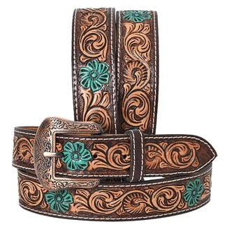 Bar H Equine Hand Carved Western Leather Belt Men Women  display picture 1